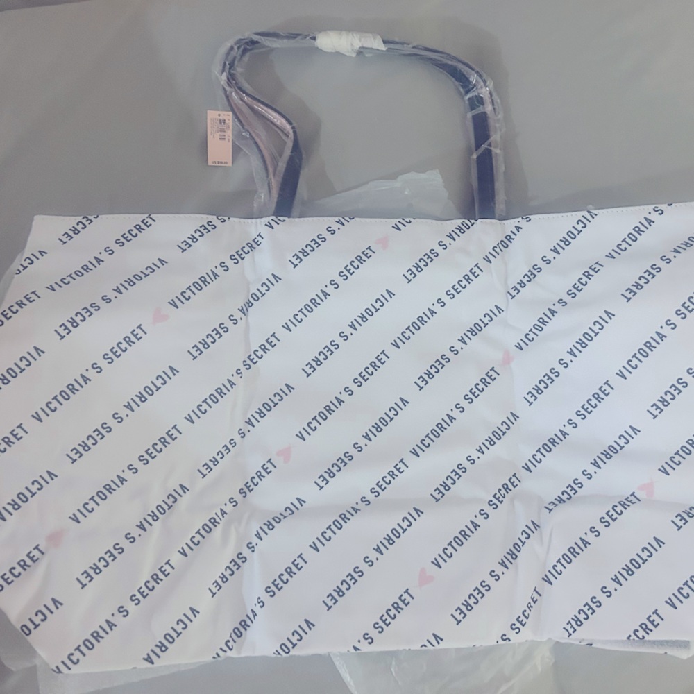 Victoria's Secret white logo tote bag